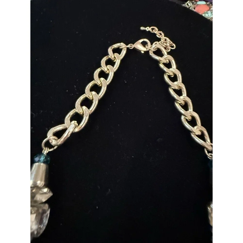 Large Costume Jewelry Necklace , Colorful Stones